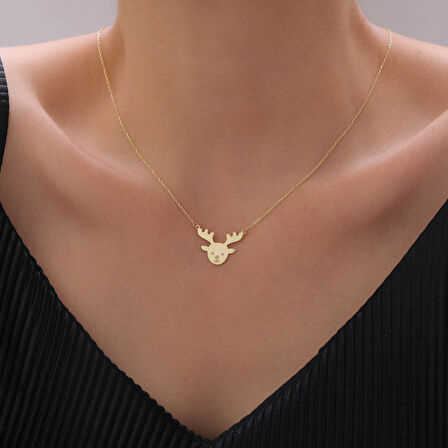 925 Ayar Gümüş Yılbaşı Geyik Kolye