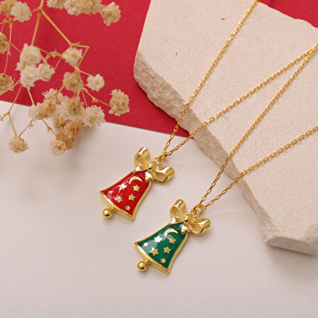 925 Ayar Gümüş Yılbaşı Hediyesi Mineli Çan Kolye