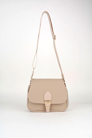 Kadın Yonca Vizon 4 Cepli Kapaklı Kolon Askılı Fermuar ve Çıt Çıt Kapama El Kol Ve Omuz Çantası