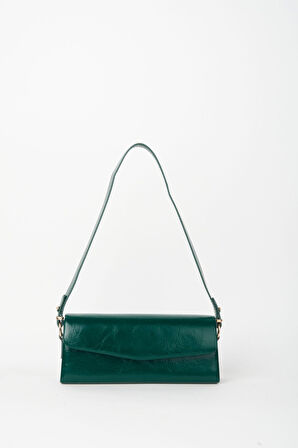 Kadın Gelincik Yeşil Dokulu Suni Deri Astarlı Çıt Çıt Kapama El Kol Ve Omuz Çantası