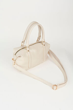 Kadın Ortanca Vizon Tasarım Kırık Parlak Deri Astarlı Fermuar Kapama El Kol Ve Omuz Çantası