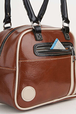 Kadın Taba Retro Spor Ayarlanabilir Askılı Fermuar Kapama El Kol Ve Omuz Çantası