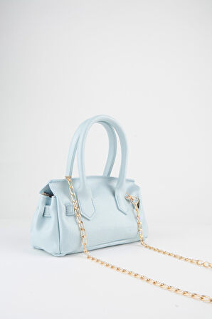 Kadın Kasa Bebe Mavi Charm Hediyeli Tasarım Çevirme Kilit Kapama El Kol Ve Omuz Çantası