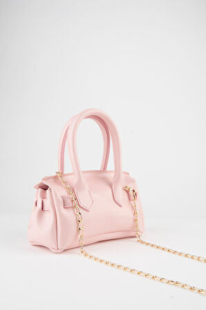 Kadın Kasa Şeker Pembe Charm Hediyeli Tasarım Çevirme Kilit Kapama El Kol Ve Omuz Çantası