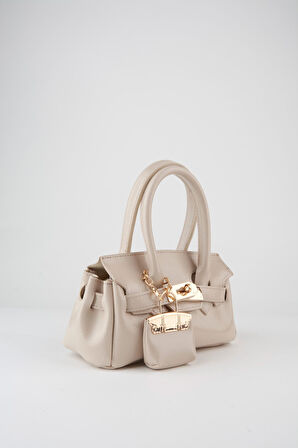 Kadın Kasa Vizon Charm Hediyeli Tasarım Çevirme Kilit Kapama El Kol Ve Omuz Çantası