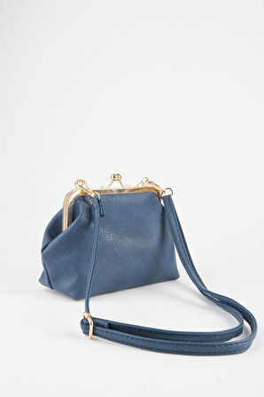 Kadın Lacivert Anahtar Charm Hediyeli Burs Kapama Astarlı El Kol Ve Omuz Çantası