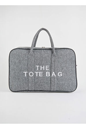 Unisex Gri Okul İş Anne Bebek Büyük Boy Fermuar Kapama El Kol Ve Omuz Çantası