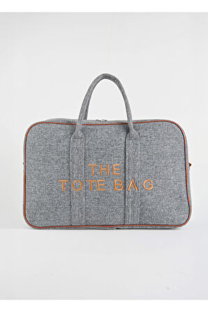 Unisex Gri Taba Okul İş Anne Bebek Büyük Boy Fermuar Kapama El Kol Ve Omuz Çantası