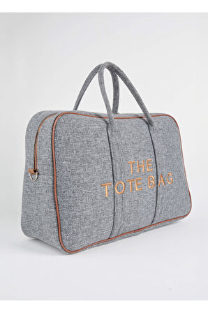 Unisex Gri Taba Okul İş Anne Bebek Büyük Boy Fermuar Kapama El Kol Ve Omuz Çantası