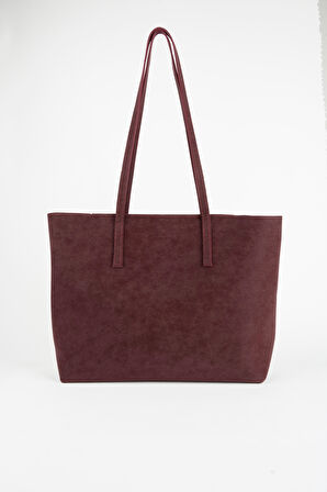 Kadın Açelya Bordo Nubuk Büyük Boy Fermuar Kapama El Ve Kol Çantası