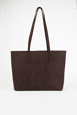 Kadın Açelya Acı Kahve Nubuk Büyük Boy Fermuar Kapama El Ve Kol Çantası