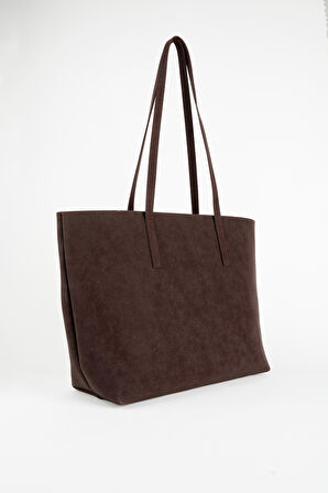 Kadın Açelya Acı Kahve Nubuk Büyük Boy Fermuar Kapama El Ve Kol Çantası