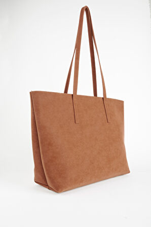 Kadın Açelya Taba Nubuk Büyük Boy Fermuar Kapama El Ve Kol Çantası