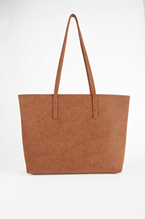 Kadın Açelya Taba Nubuk Büyük Boy Fermuar Kapama El Ve Kol Çantası