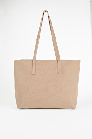 Kadın Açelya Vizon Nubuk Büyük Boy Fermuar Kapama El Ve Kol Çantası