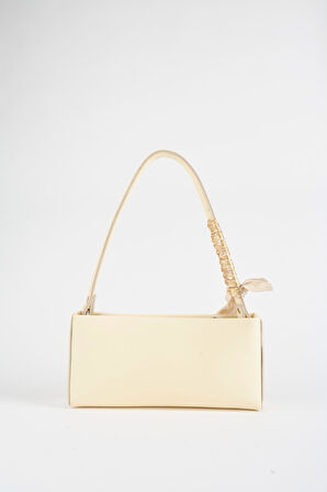 Kadın Zarif Sarı Fular Hediyeli Suni Deri Baget Fermuar Kapama El Ve Kol Çantası