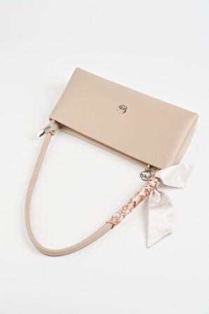 Kadın Zarif Vizon Fular Hediyeli Suni Deri Baget Fermuar Kapama El Ve Kol Çantası