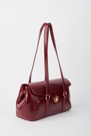 Kadın Gardenya Bordo Vintage Tasarım Kilit Kapam Kapama El Kol Ve Omuz Çantası