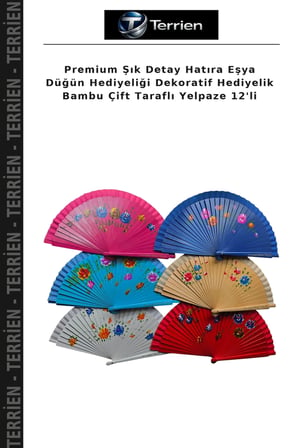 Premium Şık Detay Hatıra Eşya Düğün Hediyeliği Dekoratif Hediyelik Bambu Çift Taraflı Yelpaze 12'li