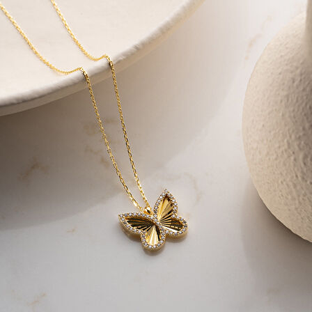 Vaoov 925 Ayar Gümüş Dokulu ve Taşlı Yonca Kolye