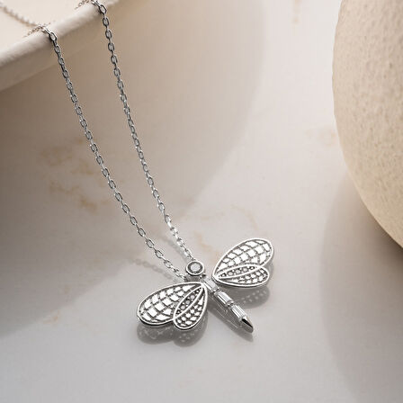 Vaoov 925 Ayar Gümüş Baget Taşlı Yusufçuk Kolye