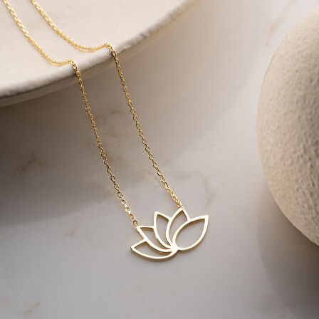 Vaoov 925 Ayar Gümüş Modern Lotus Çiçeği Kolye