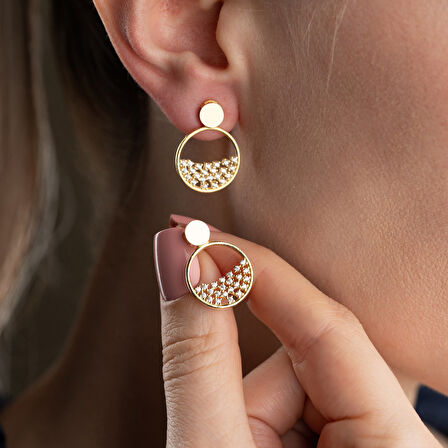 Minimal Tasarımlı Altın Kaplama 925 Ayar Gümüş Halka Küpe