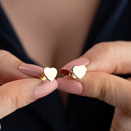 925 Ayar Gümüş Minimal Kalp Küpe