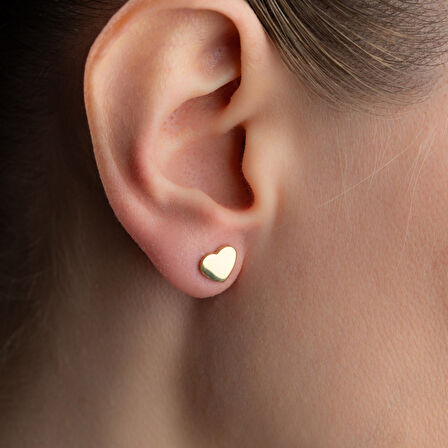 925 Ayar Gümüş Minimal Kalp Küpe