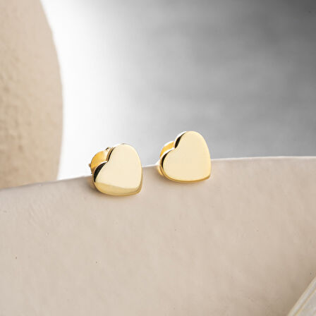 925 Ayar Gümüş Minimal Kalp Küpe