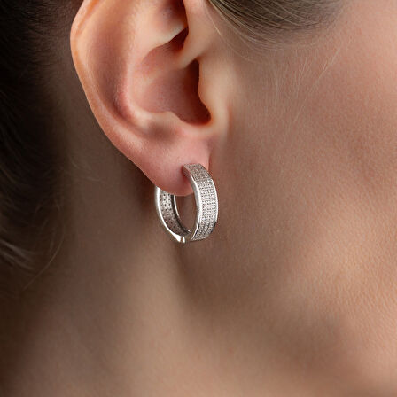 925 Ayar Gümüş Taşlı Halka Küpe