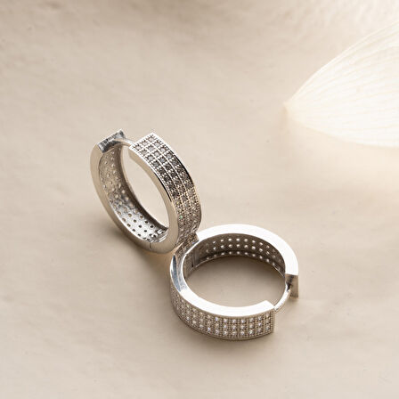 925 Ayar Gümüş Taşlı Halka Küpe