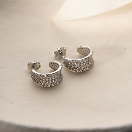 925 Ayar Gümüş Kadın Taşlı Halka Küpe