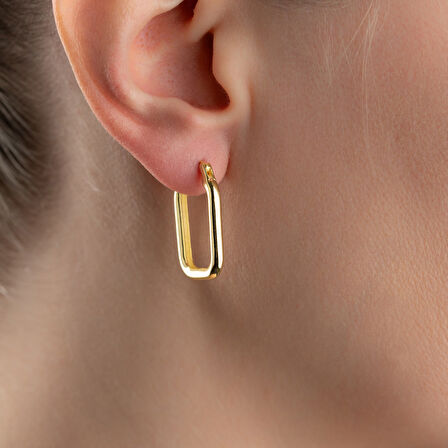 925 Ayar Gümüş Bombeli Dikdörtgen Küpe