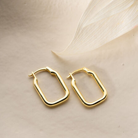 925 Ayar Gümüş Bombeli Dikdörtgen Küpe