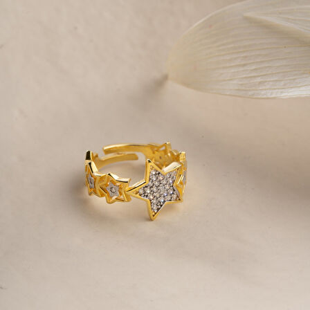 Vaoov 925 Ayar Gümüş Ayarlanabilir Yıldız Yüzük