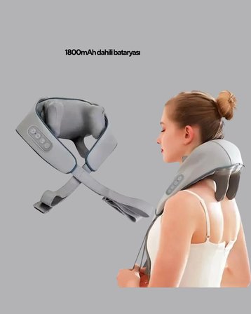 Titreşimli Boyun Masaj Cihazı Isı Terapili Şarjlı VNB-01 Ergonomik U Tasarım