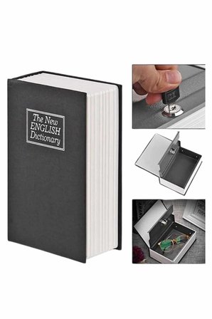 Kitap Görünümlü Gizli Kasa Büyük Boy Anahtarlı Kilitli Para Kasası