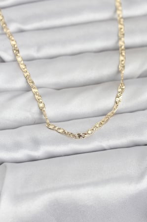 CM 14K Gold Renk Lazer Zincirli Model 60 cm Kadın Kolye 5886