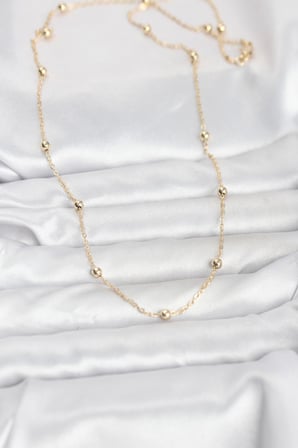CM 14K Gold Renk Pirinç Top Zincirli 60 cm Kadın Kolye 5886