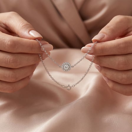 925 Ayar Gümüş Rodyum Kaplama Taşlı Çiçek Bileklik Kadın Zarif Zirkon Taşlı Bileklik