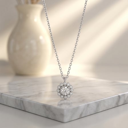 925 Ayar Gümüş Rodyum Kaplama Minimal Çiçek Kolye Zirkon Taşlı Kadın Kolye