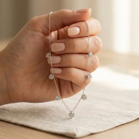 925 Ayar Gümüş Rodyum Kaplama Kalp Şans Kolyesi