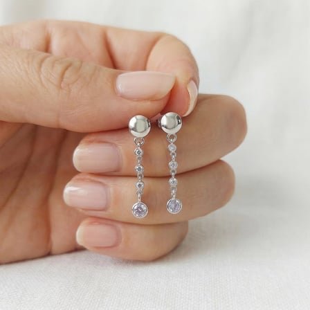 925 Ayar Gümüş Taşlı Sallantılı Küpe
