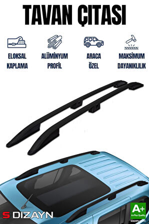 S-Dizayn VW Caddy 3 Aluminyum Siyah Tavan Çıtası 2004-2010 A+ Kalite
