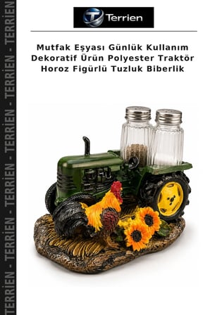 Mutfak Eşyası Günlük Kullanım Dekoratif Ürün Polyester Traktör Horoz Figürlü Tuzluk Biberlik