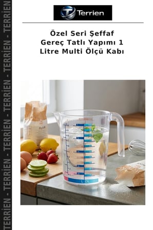 Özel Seri Şeffaf Gereç Tatlı Yapımı 1 Litre Multi Ölçü Kabı