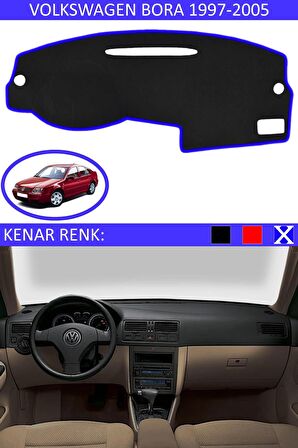 Volkswagen Caddy 2004+ İçin Uygun Torpido Koruma Halısı Siyah Kenar Renk Mavi