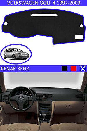 Volkswagen Golf 5 2003-2009 İçin Uygun Torpido Koruma Halısı Siyah Kenar Renk Mavi
