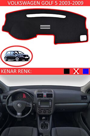 Volkswagen Golf 7 2013-2019 İçin Uygun Torpido Koruma Halısı Siyah Kenar Renk Kırmızı